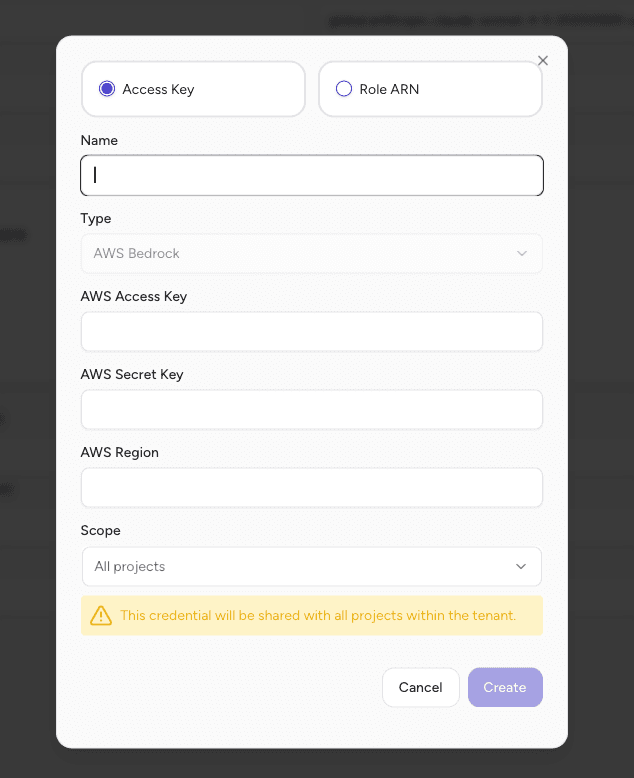 AWS Bedrock Access Key Configuration